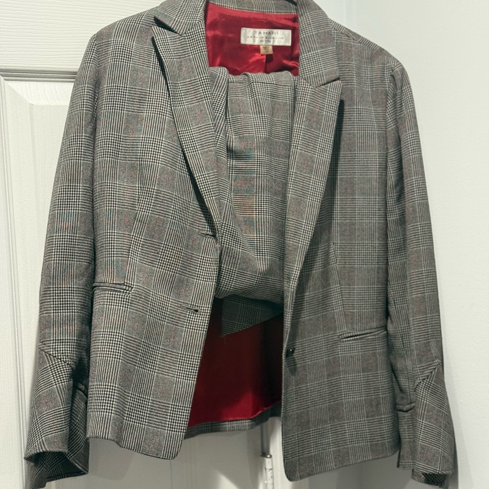 Gray Plaid Women’s 2 Piece Skirt Suite